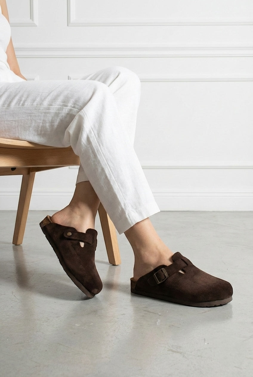 Mycorni Unisex Hakiki Deri Kapalı Terlik - Ortopedik Anatomik Mantar Taban