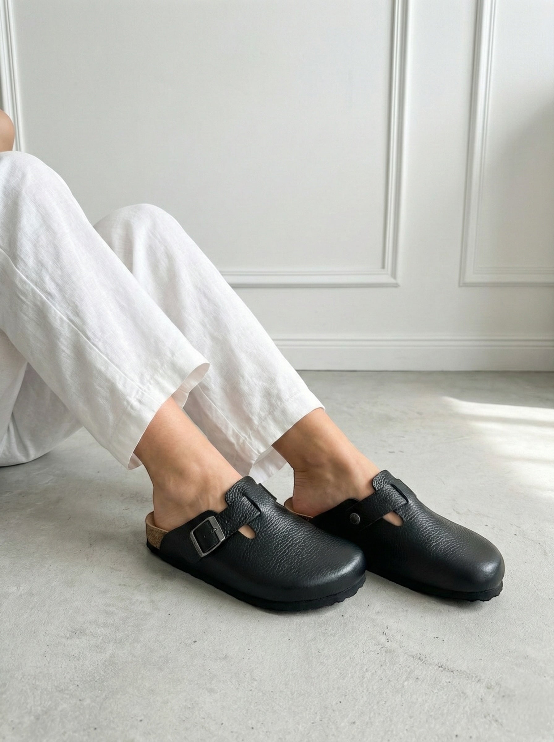 Mycorni Unisex Hakiki Deri Kapalı Terlik - Ortopedik Anatomik Mantar Taban