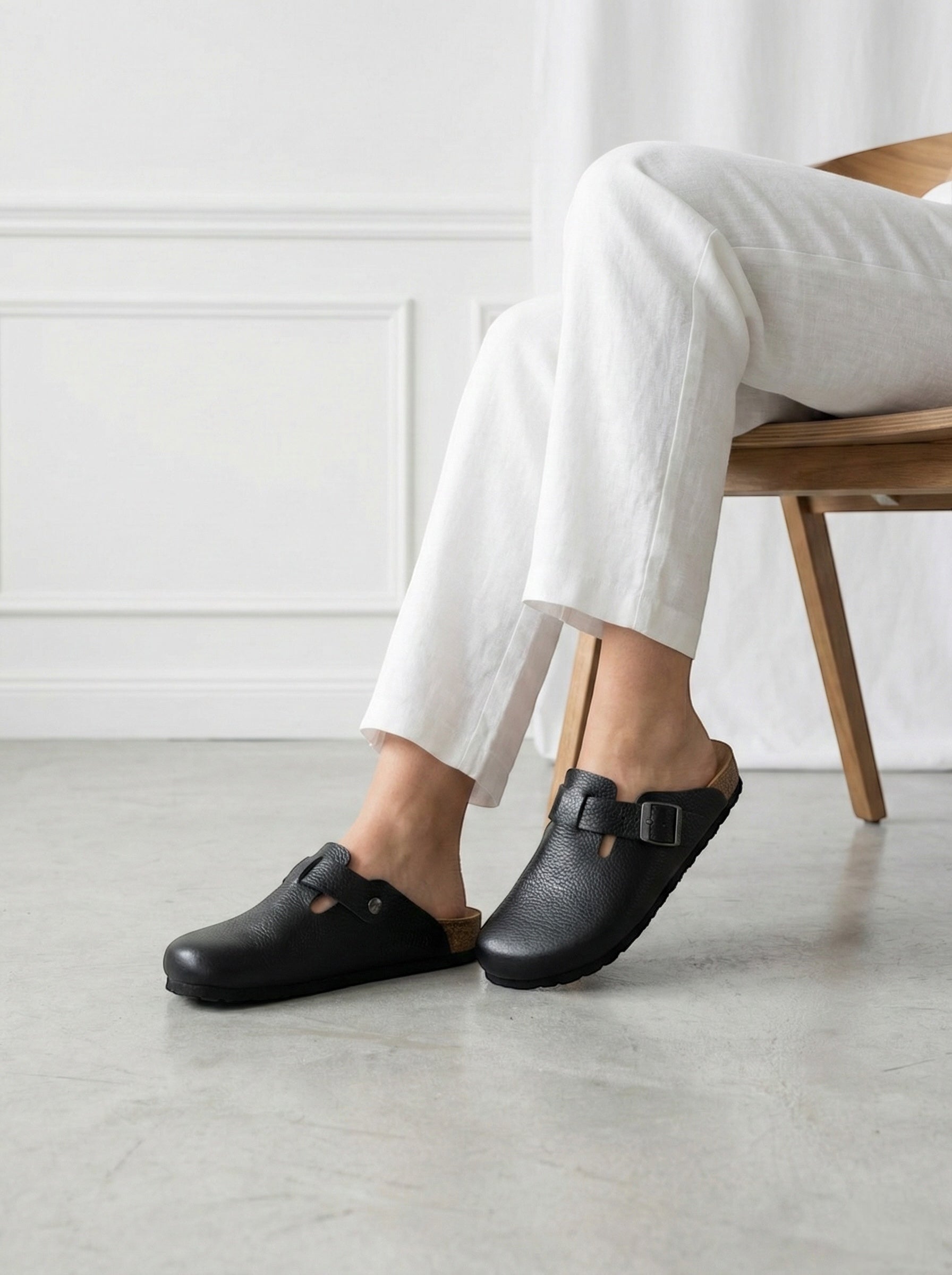 Mycorni Unisex Hakiki Deri Kapalı Terlik - Ortopedik Anatomik Mantar Taban