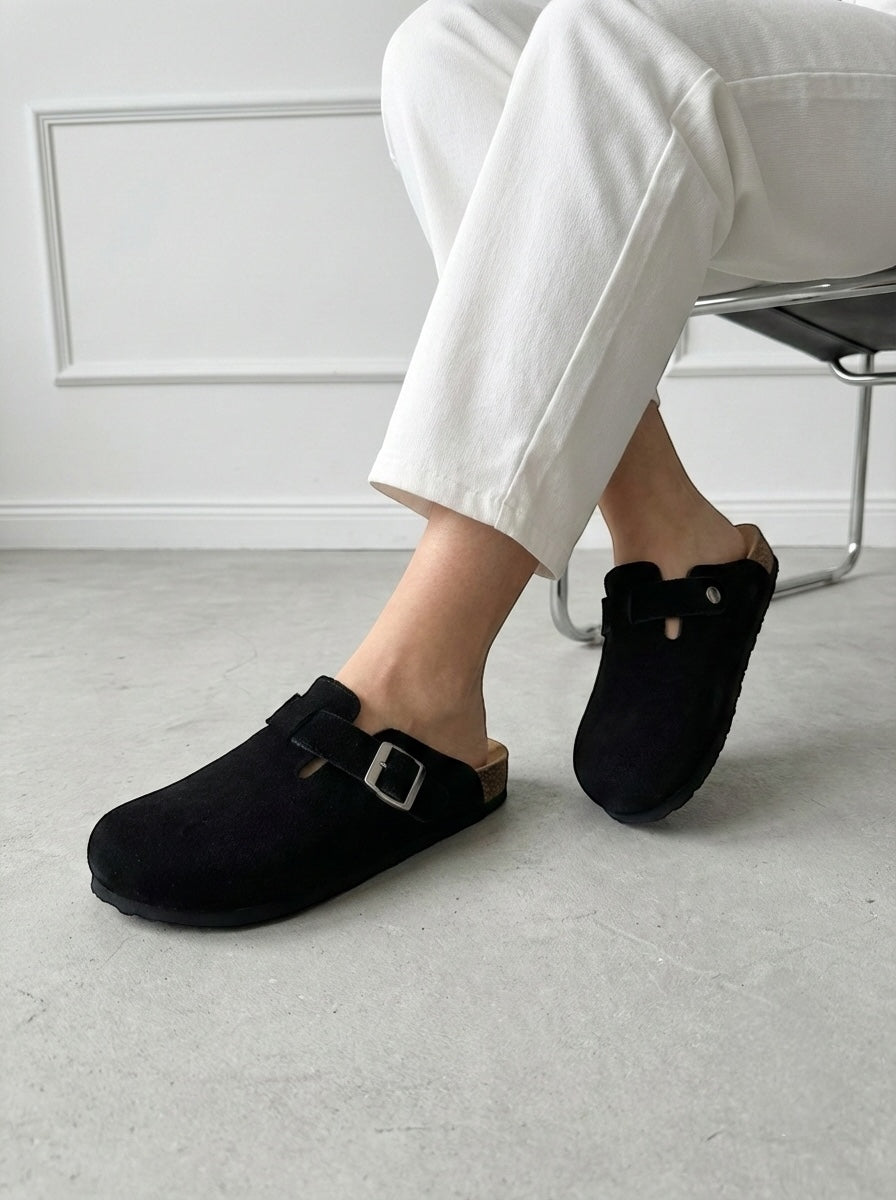 Mycorni Unisex Hakiki Deri Kapalı Terlik - Ortopedik Anatomik Mantar Taban
