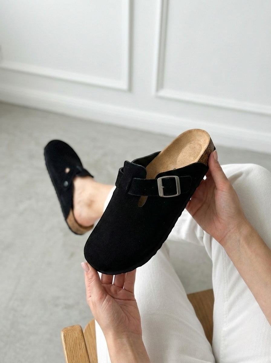 Mycorni Unisex Hakiki Deri Kapalı Terlik - Ortopedik Anatomik Mantar Taban