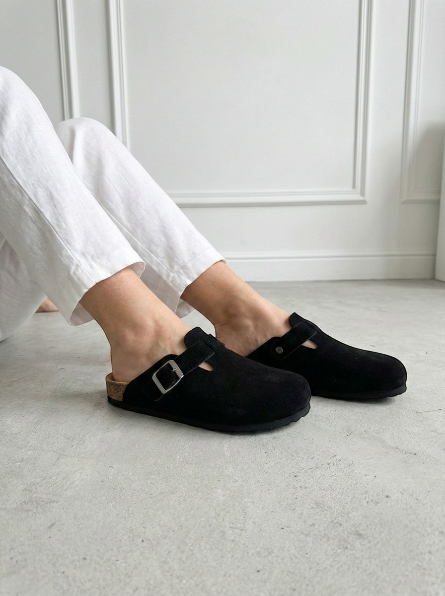 Mycorni Unisex Hakiki Deri Kapalı Terlik - Ortopedik Anatomik Mantar Taban
