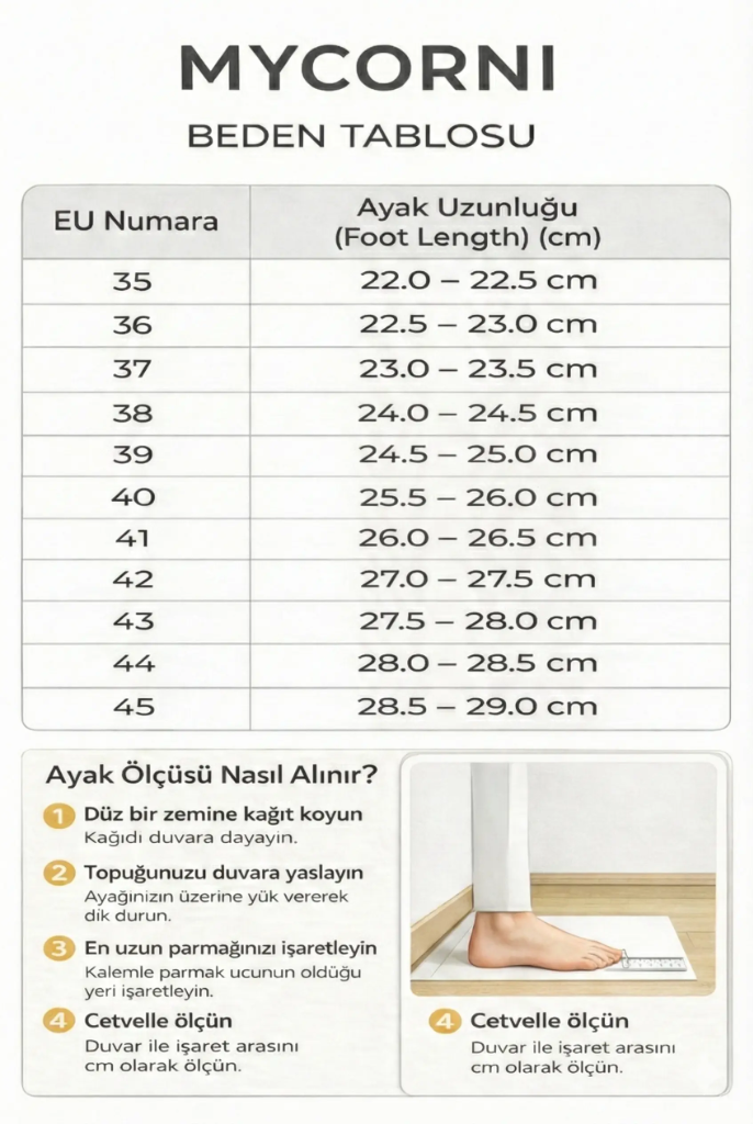 Mycorni Beden Tablosu